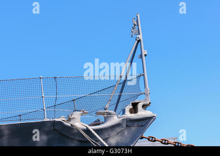 Vorderen Bug von HMS Caroline, Belfast, das letzte erhaltene Schiff aus der Schlacht von Jütland (Panorama) Stockfoto