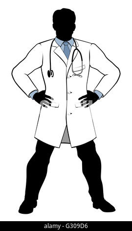 Ein heroischer aussehender Arzt Silhouette in Helden darstellen Stockfoto