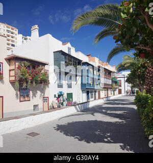 Los Balcones, traditionelle Häuser, Avenida Maritima, Santa Cruz De La Palma, La Palma, Kanarische Inseln, Spanien Stockfoto