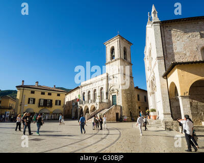 Piazza San Benedetto, Norcia, Umbrien, Italien, Europa Stockfoto