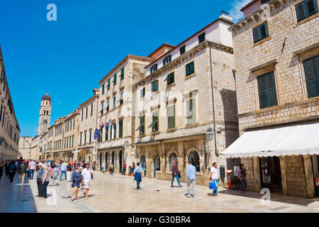 Placa oder Stradun, die Hauptstraße, Grad, der alten Stadt, Dubrovnik, Dalmatien, Kroatien Stockfoto