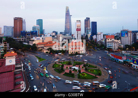 Ben Thanh Market-Bereich und Bitexco Financial Tower, Ho-Chi-Minh-Stadt (Saigon), Vietnam, Indochina, Südostasien, Asien Stockfoto