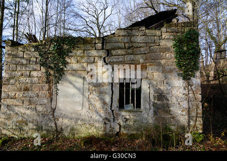 ehemaliger Steinbruch Wehlen: alte Haus Steinbrucharbeiter, später Wohnhaus des Malers Pol Cassel, heute eine Ruine, Deutschland, Sachsen, Sachsen, Stockfoto