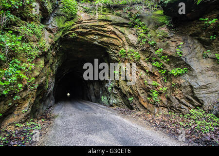 Die 900 Fuß Nada Tunnel in der Red River Gorge in Kentucky. Für den Verkehr geöffnet, die erschütternde Einweg-Tunnel ist eine Durchgangsstraße für Stockfoto