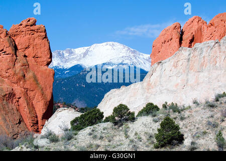 Herrlicher Garten der Götter Park und Pikes Peak Colorado Stockfoto