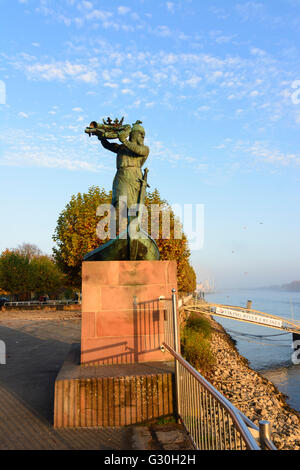 Rhein mit Hagen Memorial, Deutschland, Rheinland-Pfalz, Rheinland-Pfalz, Worms Stockfoto