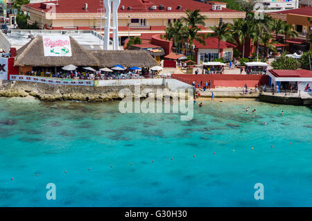 Senor Frog Bar am Strand von Cozumel. Cozumel, Mexiko Stockfoto