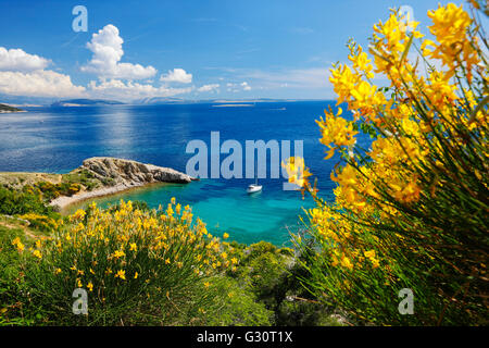 Natur-Landschaft der felsigen Küste in Insel Krk, Kroatien Stockfoto