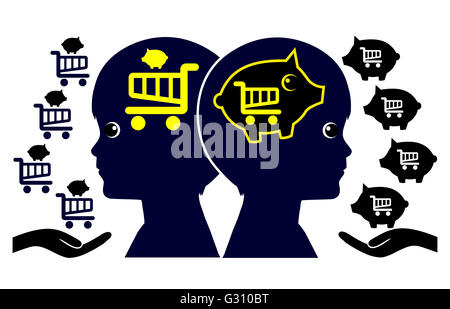 Kinder lehren über Geld Stockfoto