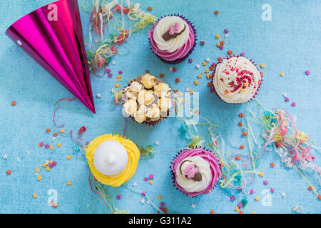 Party Food-Konzept, Draufsicht Stockfoto