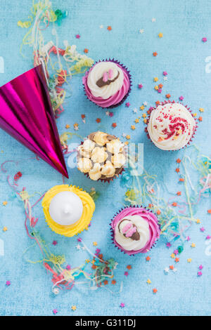 Party Food-Konzept, Draufsicht Stockfoto