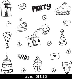 Element-Party-Doodle mit Hand zeichnen Stock Vektor