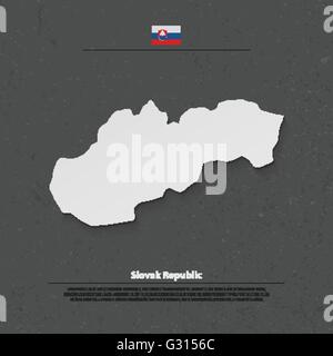 Slowakische Republik isoliert Karte und offizielle Flaggen-Icons. Vektor-slowakische politische Karte 3d Illustration. Mitteleuropa geographische Verbot Stock Vektor