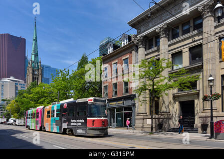 Straßenbahn-King Street East Innenstadt von Toronto Stockfoto