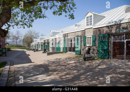 QUEBEC CITY - 23. Mai 2016: Befindet sich in der Nähe von Saint-Jean-Tor, im Herzen des alten Québec, Artillerie-Park zeugt von der Im Stockfoto