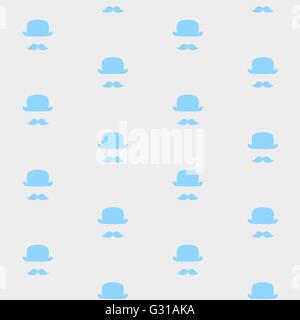 Nahtlose Schnurrbart und Hut Vektormuster auf dem grauen Hintergrund. Geeignet für Textilien, Textildruck, Geschenkpapier, web Stock Vektor