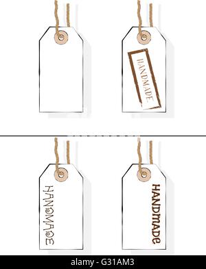 Des Verkäufers Karton Tags. Preis-Etiketten. Handgefertigt. Isolierte Vektor-Illustration von handgefertigten Preisschilder. Stock Vektor