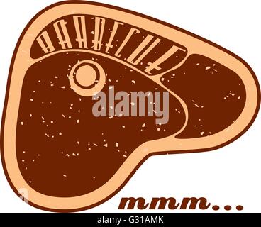 Vektor. Fleisch grillen: Grillen - mmm... Sommer BBQ. Grillsaison. BBQ-Plakat. Sommer-Picknick im Freien. BBQ-Familientag. Grill Fleisch Stock Vektor