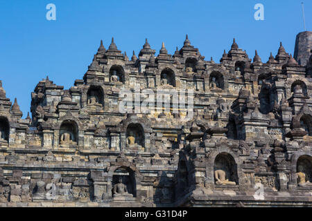 Borobudur Tempel am Tag Zeit, Yogyakarta, Java, Indonesien. Stockfoto