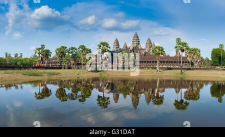 Angkor Wat Tag Zeit Reflexion über das See-panorama Stockfoto