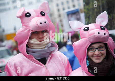 Berlin, Deutschland, Protest gegen Massentierhaltung Stockfoto