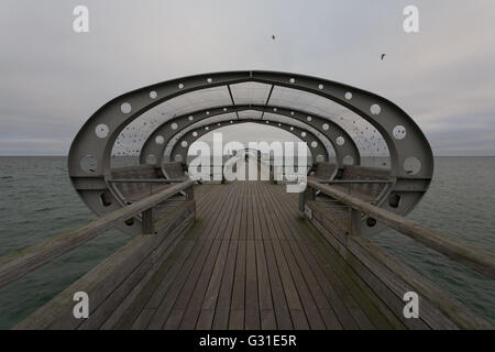 Kellenhusen, Deutschland, Seebruecke von Kellenhusen bei schlechtem Wetter Stockfoto