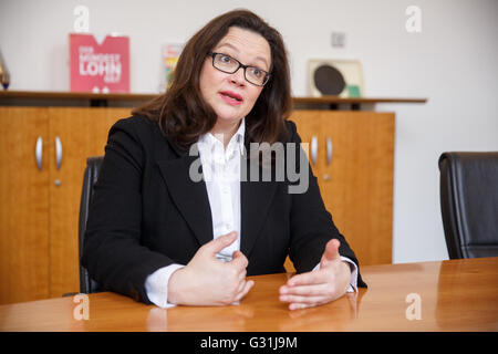 Berlin, Deutschland, Bundesminister Andrea Nahles, SPD Stockfoto