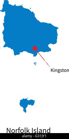Detaillierten Vektorkarte von Norfolk-Insel und Hauptstadt Kingston Stock Vektor
