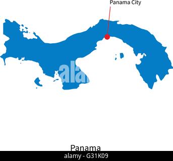 Detaillierten Vektorkarte von Panama und Hauptstadt Stock Vektor