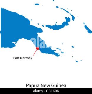 Karte von Papua-Neuguinea und die Hauptstadt Port Moresby Stock Vektor