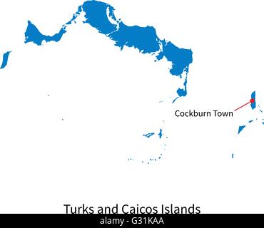 Vektorkarte von Turks und Caicos Inseln mit der Hauptstadt Stock Vektor