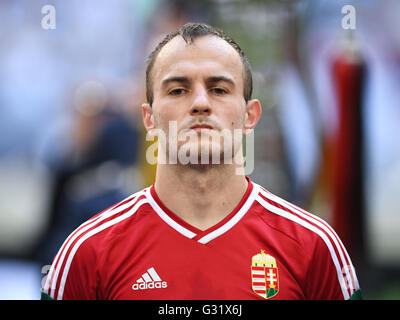 Gelsenkirchen, Deutschland. 4. Juni 2016. Ungarns Gergo Lovrencsics vor der internationalen Fußball-freundliche match zwischen Deutschland und Ungarn in der Veltins Arena in Gelsenkirchen, Deutschland, 4. Juni 2016. Foto: MARIUS BECKER/Dpa/Alamy Live News Stockfoto