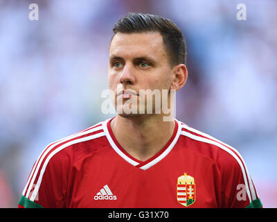 Gelsenkirchen, Deutschland. 4. Juni 2016. Ungarns Adam Szalai vor der internationalen Fußball-freundlich-match zwischen Deutschland und Ungarn in der Veltins Arena in Gelsenkirchen, Deutschland, 4. Juni 2016. Foto: MARIUS BECKER/Dpa/Alamy Live News Stockfoto