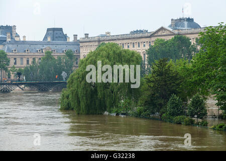 Paris, Frankreich. 6. Juni 2016. Flut Abnahme, Decrue De La Seine, Square du Vert Galant, Louvre, Pont des Arts, Paris, 06.06.2016 Kredit: Ignacio Gomez Vertrieb/Alamy Live News Stockfoto