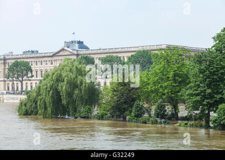 Paris, Frankreich. 6. Juni 2016. Flut, Abnahme, Decrue De La Seine, Square du Vert Galant, Louvre, Paris, 06.06.2016 Kredit: Ignacio Gomez Vertrieb/Alamy Live News Stockfoto