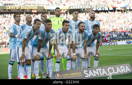 Santa Clara, USA. 6. Juni 2016. Ab Spieler Argentinien Line-up vor der Copa America Centenario Gruppe D Spiel zwischen Argentinien und Chile im Levi's-Stadion in Santa Clara, Kalifornien, USA, 6. Juni 2016. Bildnachweis: Yang Lei/Xinhua/Alamy Live-Nachrichten Stockfoto