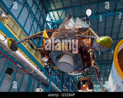 Die Exkursion der Mondlandefähre (LEM), auf dem Display auf dem Kennedy Space Center Besucher Complex, Merritt Insel, Florida, USA. Stockfoto