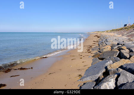 Strand von SPIE, einer Gemeinde in der Halbinsel Cotentin im Département Manche in Basse-Normandie im Nordwesten Frankreichs Stockfoto