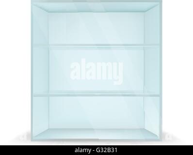 Vektor AD: Leeren Sie drei Abteilung Quadratmeter Glas POS POI Outdoor/Indoor 3D Werbung Display auf isolierte Hintergrund. Mock-up templ Stock Vektor