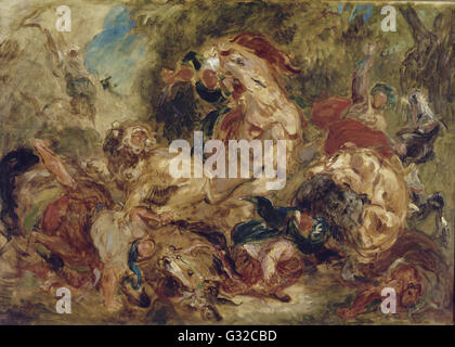 Eugène Delacroix - The Lion Hunt - Musée d ' Orsay, Paris Stockfoto