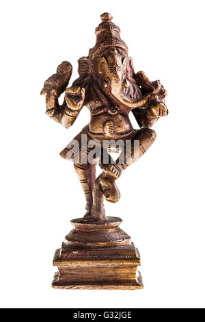 eine Statue der indische Gott Ganesha über einen weißen Hintergrund isoliert Stockfoto