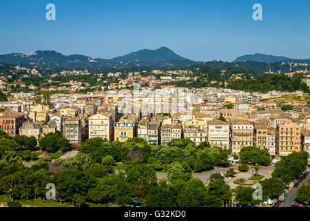 Einen erhöhten Blick auf Korfu Altstadt von der alten Festung, Korfu, Griechenland Stockfoto