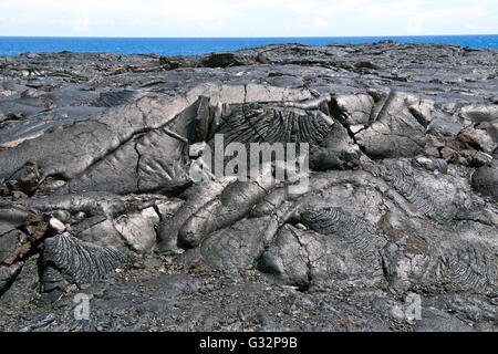 Fleckige Hawaii Lava sorgt für kühlen Hintergrund auf der Big Island... Stockfoto