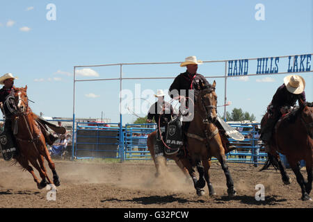 Cowboys in einem Rodeo in Alberta, Kanada Stockfoto