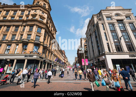 Blick auf historische Gebäude in der Buchanan Street, beliebte Einkaufsstraße in zentralen Glasgow Vereinigtes Königreich Stockfoto