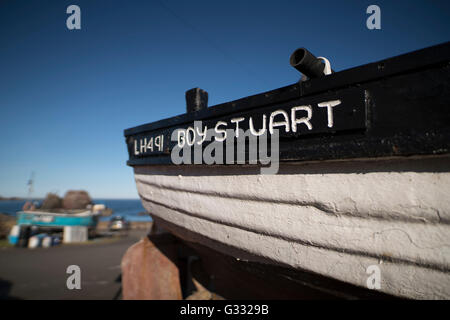 St. Abbs, Berwickshire, Schottland, Angeln und Tauchen im Zentrum. Kleines Boot. Stockfoto