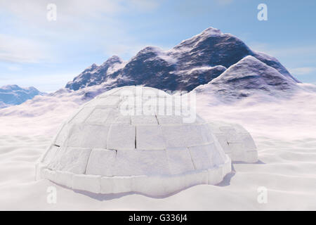 Iglu. Isoliert mit Beschneidungspfad. 3D Illustration. Stockfoto