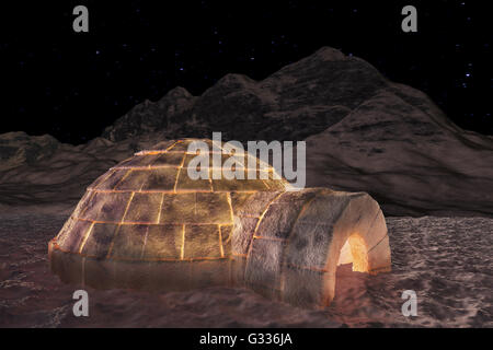 Iglu. Isoliert mit Beschneidungspfad. 3D Illustration. Stockfoto