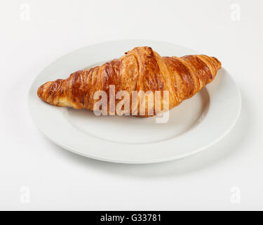 Leckere Croissants. Schließen Sie die Seitenansicht. Stockfoto