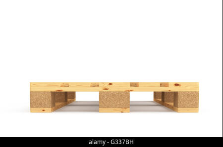 Euro-Palette. Isoliert auf weißem Hintergrund. Enthalten Sie Clipping-Pfad. 3D render Stockfoto